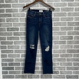 PAIGE Jacqueline Straight Leg Blue Jeans Distressed Womens Size 26